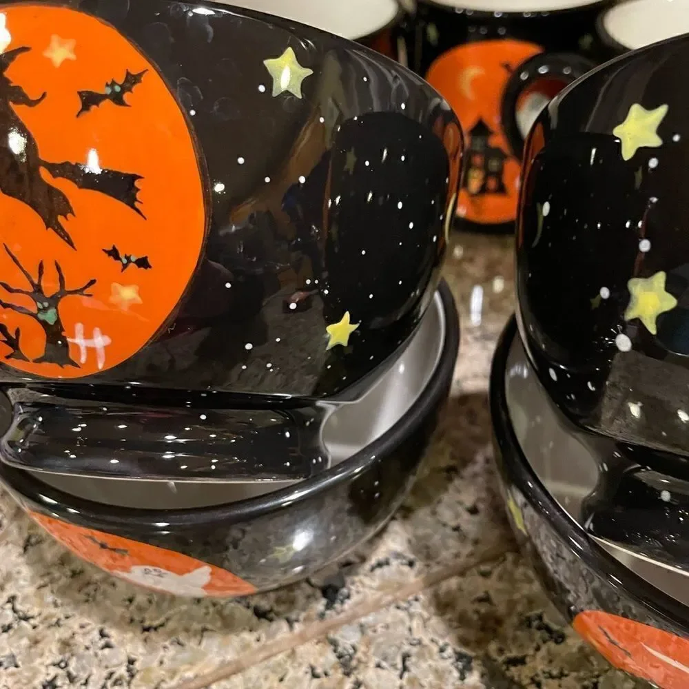 Certified International Halloween Vintage Bowls and Mug Set of 8!!